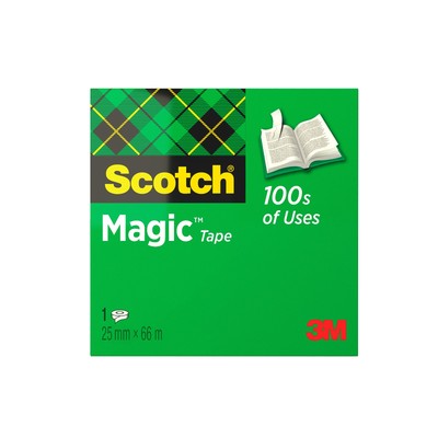 Scotch Magic Tape - 1 Rolle, 25 mm x 66 m - Unsichtbares Klebeband für allgemein