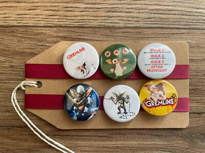 Gremlins, 80er Film, Gizmo Mogwai Don't feed after midnight - Button Pin Anstecker Set