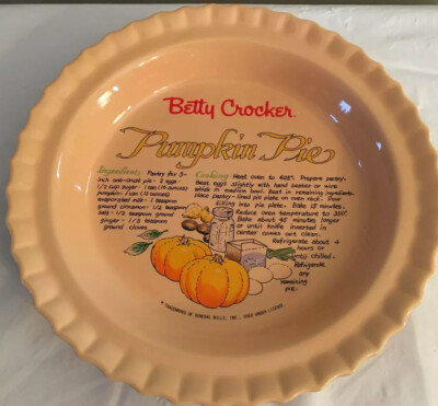 Vintage Betty Crocker Pumpkin Pie Plate 11'' Pie Recipe On Plate General Mills 