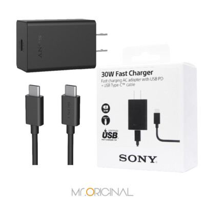 Original Sony Official 30W Fast Charge Adapter with Dual Type-C Cable (XQZ-UC1)
