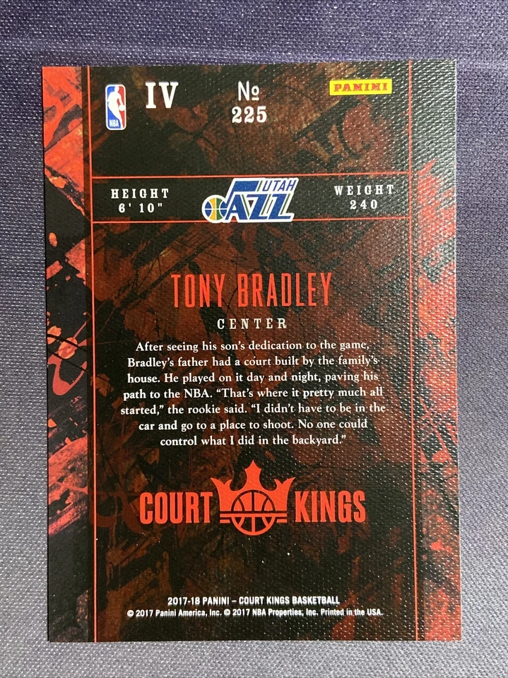 2017-18 Panini Court Kings #225 TONY BRADLEY RC Level IV JAZZ Rookie SSP - Image 2 of 2