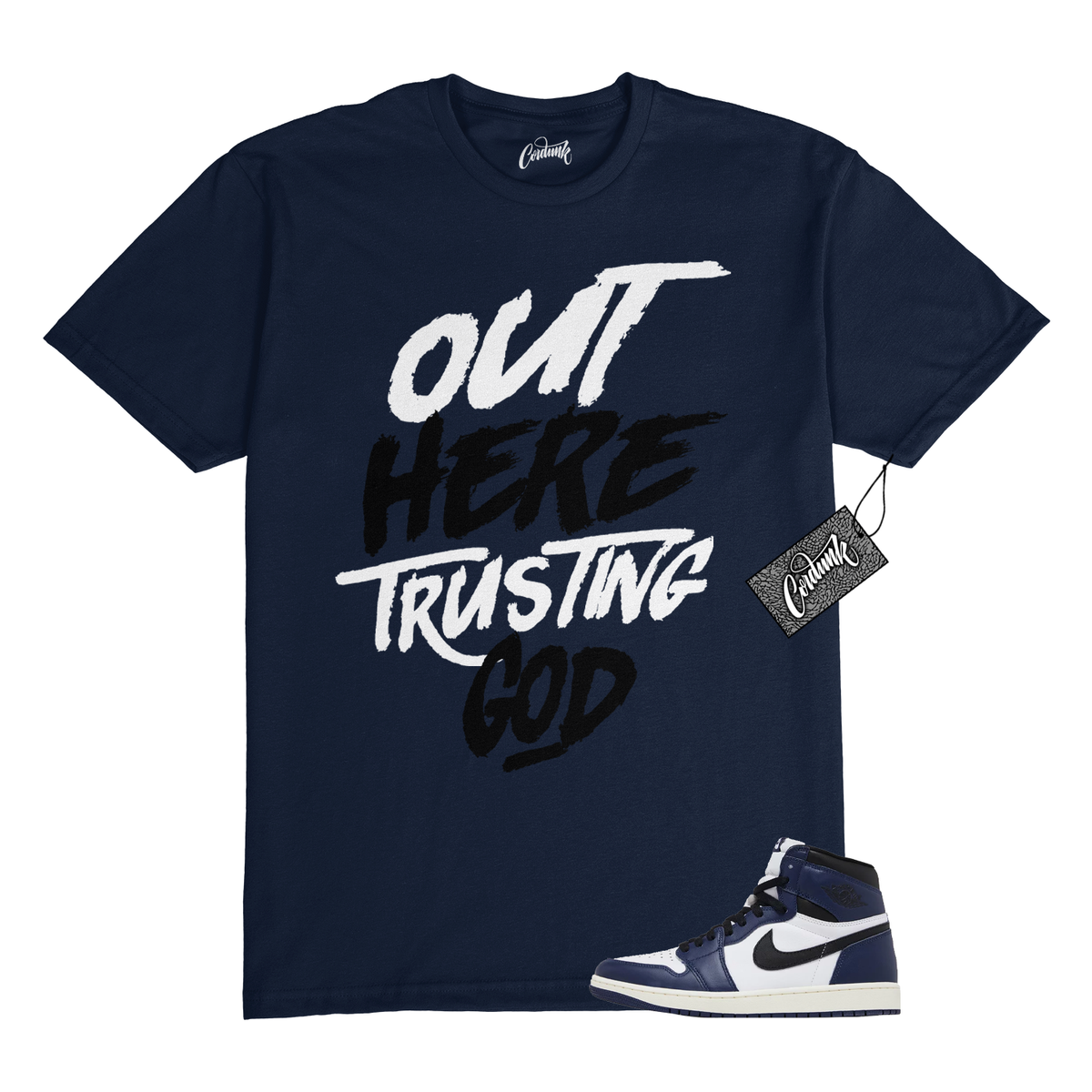 1 Midnight Navy Black White Sail Retro High OG T Shirt to Match TG