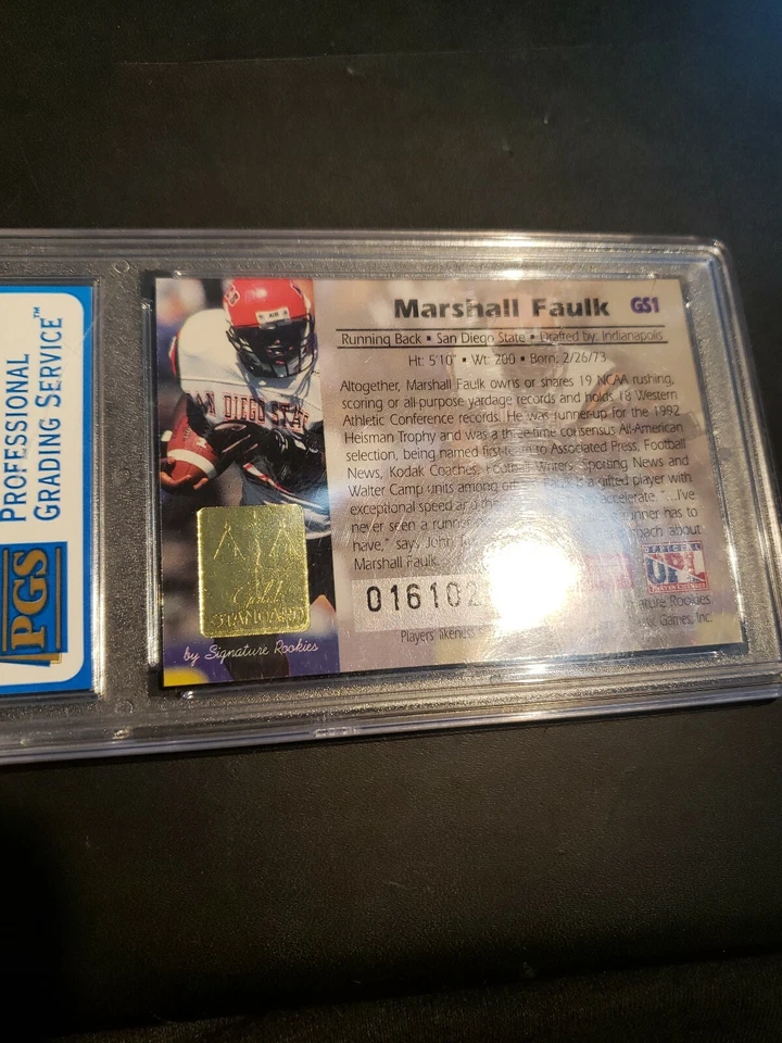 1994 Signature Rookies Marshall Faulk Gold Standard Graded EX-MT #GS1 - Image 4 of 4