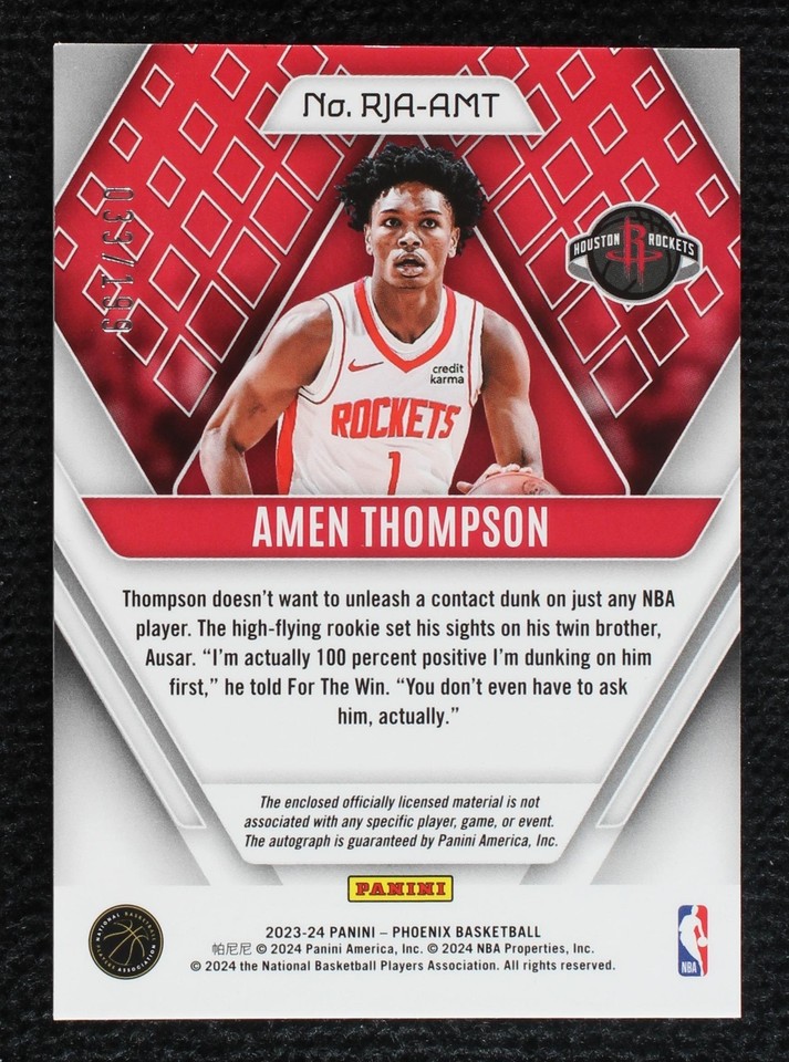2023-24 Panini Phoenix - Amen Thompson #RJA-AMT for sale | eBay