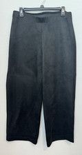 Karen Kane Womens Solid Black Faux Suede Pull On Pants Boho Wide Leg Artsy Large