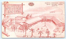 GILA BEND, Arizona AZ ~ Roadside HUNT'S WESTERN MOTEL c1950s Postcard