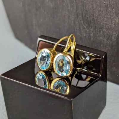 Ohrhänger Bouton mit Blautopas -Silber / vergoldet | Ohrringe | Schmuckstyck