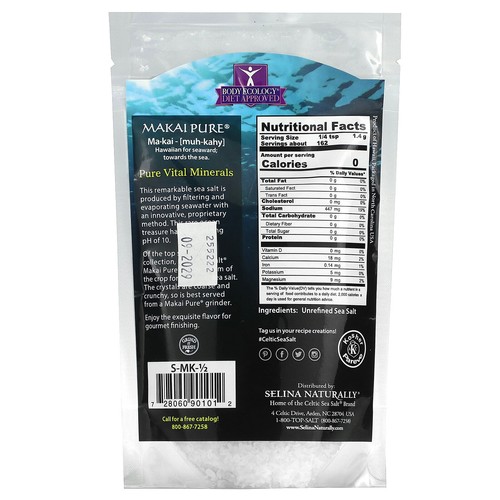 Celtic Sea Salt, Makai Pure Deep Sea Salt, Pure Vital Minerals, 1/2 lb (227 g) - Picture 2 of 2