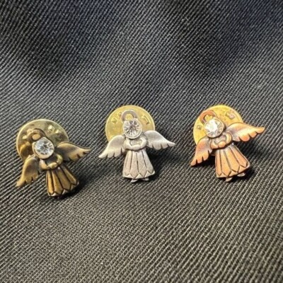 JJ Jonette Jewelry Angel Pins With Crystal Detail 3-Piece Set