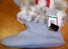 Houseslipper Booties Gray Faux Suede/Fur Top Style Co Misses Small 5/6 New