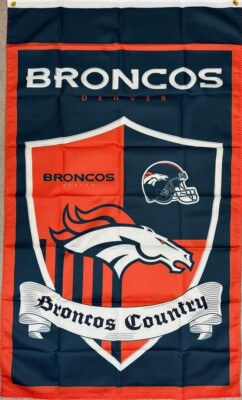 Denver Broncos Country Throwback Vintage Crest 3x5 Ft Flag Lined Flyend  Stitch