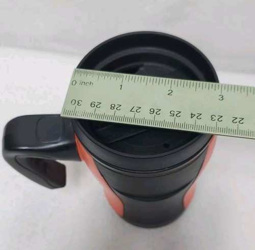Joe Boxer Travel Coffee Mug 12oz Tumbler Rubberized Handle Orange Black Lid - Picture 15 of 16