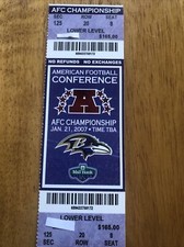 2007 Baltimore Ravens Phantom AFC Championship Football Game Ticket with Stub