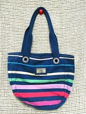 AEROPOSTALE ~ Borsa donna arcobaleno multi righe blu con accenti cromati