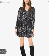 MICHAEL KORS BLACK METALLIC SILVER PAISLEY DESIGN PARTY/COCKTAIL DRESS XXS