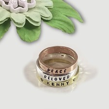 Stacking Name Ring, 3mm, copper, NuGold, sterling silver, handmade
