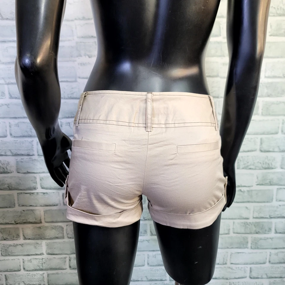 Pantalones Cortos Botín Caqui Micro Mini Puños Vintage Años 90 Y2k Charlotte Russe Juniors 3 Foto 3 de 4