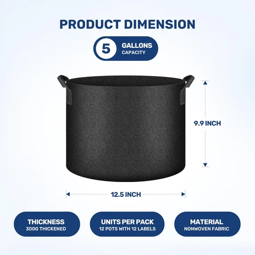 5-24Pack Garden Grow Bag/Rooty Bag Heavy Duty Non-Woven Plant Fabric Pot Contain - Picture 47 of 143
