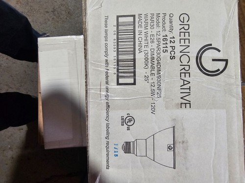 GREEN CREATIVE 12.5PAR30G4DIM/940FL40 WARM WHITE LED 12 BULBS