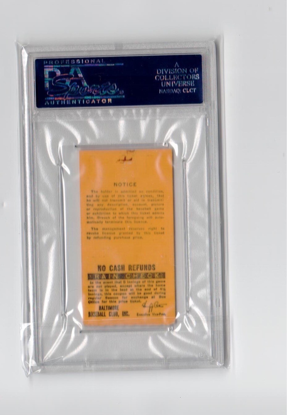 TICKET PSA 1977 (August 8) Baltimore Orioles vs. Cleveland Indians