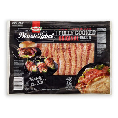Black Label Fully Cooked Bacon (72 Slices) - PACK of 2