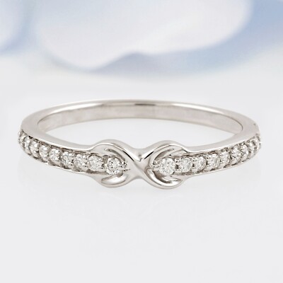 925 Sterling Silver Infinity Symbol CZ Diamond Promise Ring Stackable Band