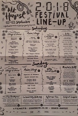 Alt Festival 22+23 September 2018 Line Up Flyer.Gypsies Of Bohemia/Clint Boon+