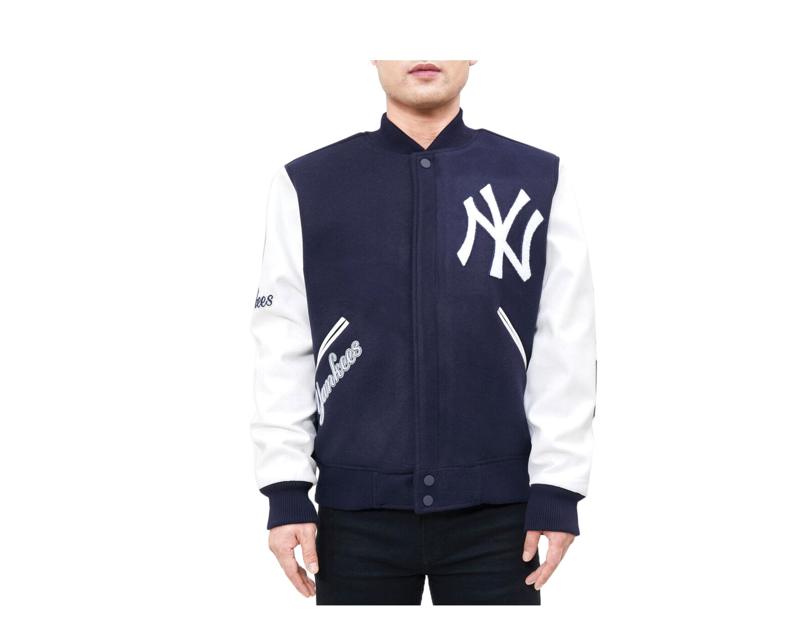 Pro Standard MLB New York Yankees Logo Navy/White Varsity Jacket  LNY631275-MDN