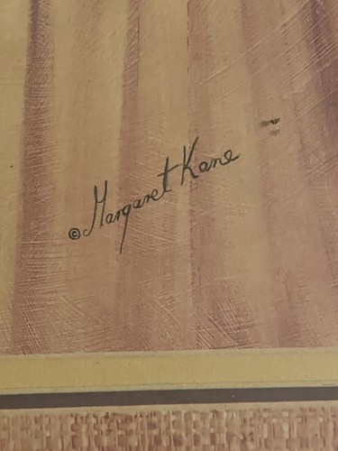 Vintage Margaret Kane “A Little Kiss” Wood Framed Print - Picture 2 of 3