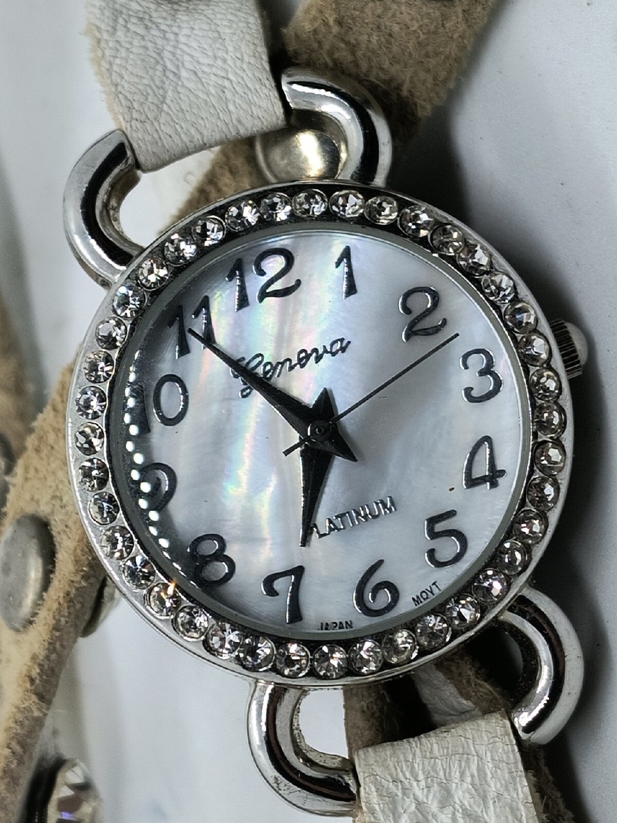 Geneva Platinum NO:9540 LC. White jeweled and studded wrap around