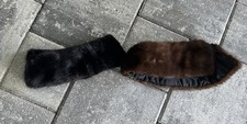 Lot of 2 Vintage Genuine Mink Fur Collars/Headbands Black  Brown