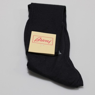 Brioni NWT Over the Calf Dress Socks One Size in Black Wool & Nylon Blend