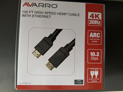 AVARRO 0E-HDMI100 100' HDMI Cable with Ethernet 4K ARC 10.2 Gbps