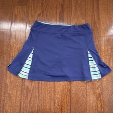 Turtles Tees Girls Athletic Golf Skort M Navy Striped Pockets Logo