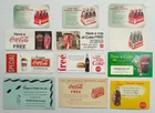 12 VINTAGE COCA-COLA COKE FREE COUPON CARDS UNUSED 1950-70s 6 PACK CUP BOTTLE