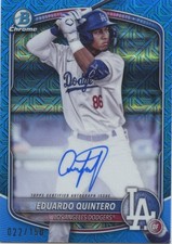 Eduardo Quintero 2025 Bowman Chrome Auto Autograph Blue Mega Box Dodgers 22/150