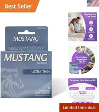 3 Count Mustang Ultra Thin Condoms - Maximum Sensitivity and Reliable Protection