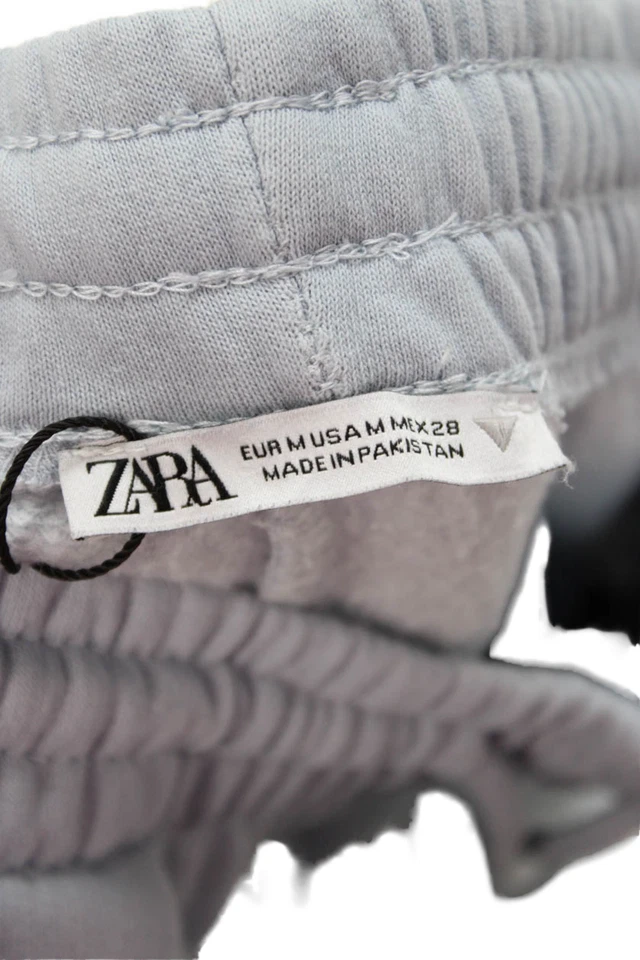 Pantalones deportivos Zara para hombre gris algodón poliéster cordón talla M Foto 4 de 4