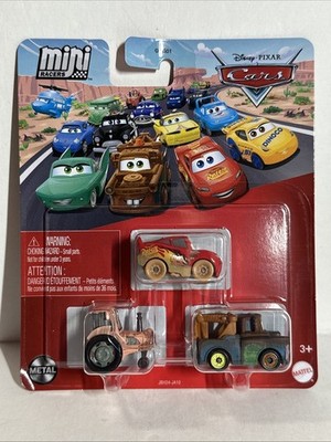 Disney Pixar Cars Mini 3 Pack Tractor Muddy Lightening McQueen Mater NIP