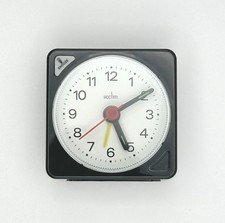 Acctim Ingot Quartz Black Clock Travel Alarm Clock Light Snooze Hands 25/738BB