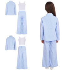 Kids Girls Outfit Daily Set Party Girls Shirt And Pants Set Wide Leg Top Party
