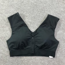 Tommie Copper Sports Bra Womens Large Black Front Zip Mesh Copper Znergy Workout