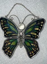 Amia Stained glass Hand Painted Butterfly Sun catcher 6  x5  