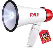 30W Megaphone Bullhorn with Built-In Siren, LED Lights, Adjustable Volume Contro