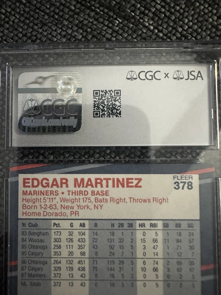 Fleer 1988 - Edgar Martinez #378 CGC + JSA AU - automático 10 Foto 3 de 4