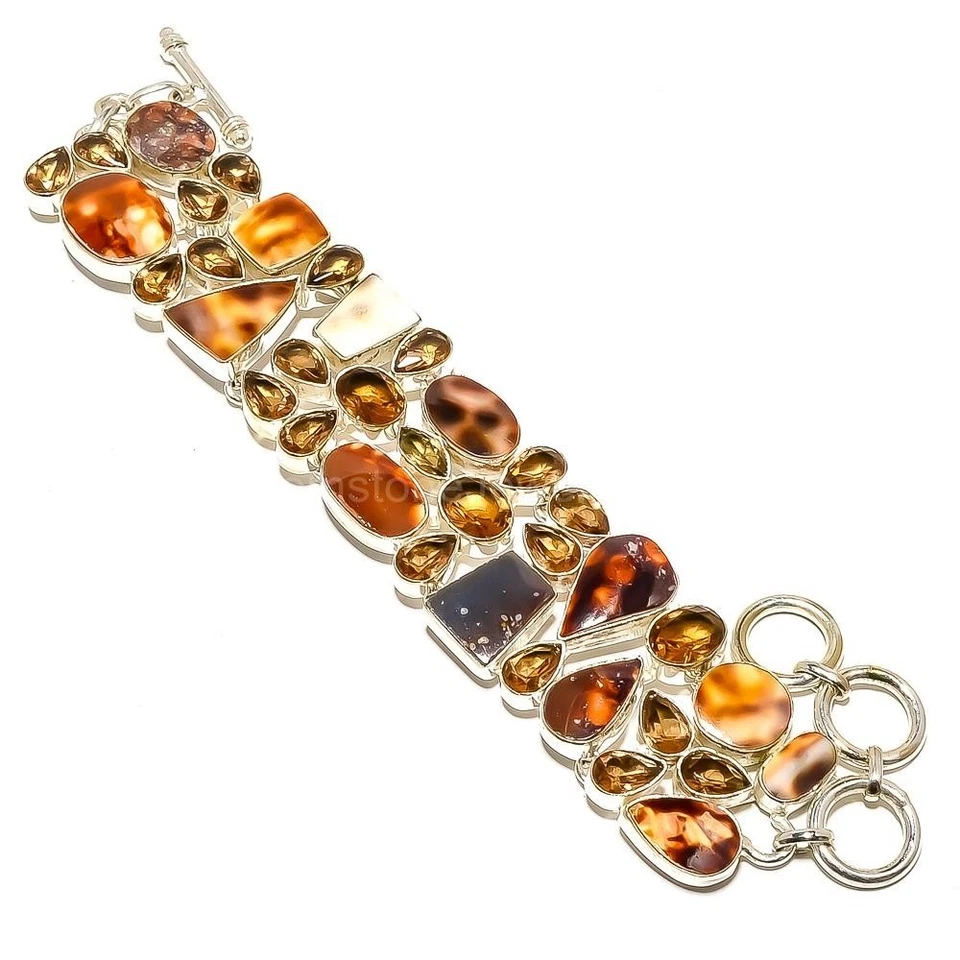 Genuine Shell Quartz 925 Sterling Silver Halloween Chain Sister Bracelet Jewelry - Image 3 of 4