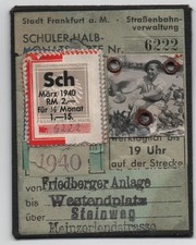 Straßenbahn Schüler Halb-Monatskarte . 1940 Frankfurt am Main.