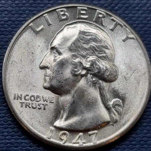 1947 D Washington Quarter 25c Silver BU UNC GEM Brilliant Uncirculated #97309