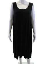 Eileen Fisher Women Black Trapeze Swing Tank Dress TENCEL Lyocell Size 1X