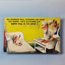 Comic Sozialversicherungsamt Postkarte um 1970 Glamour Ehemann Nächte Cardtoon